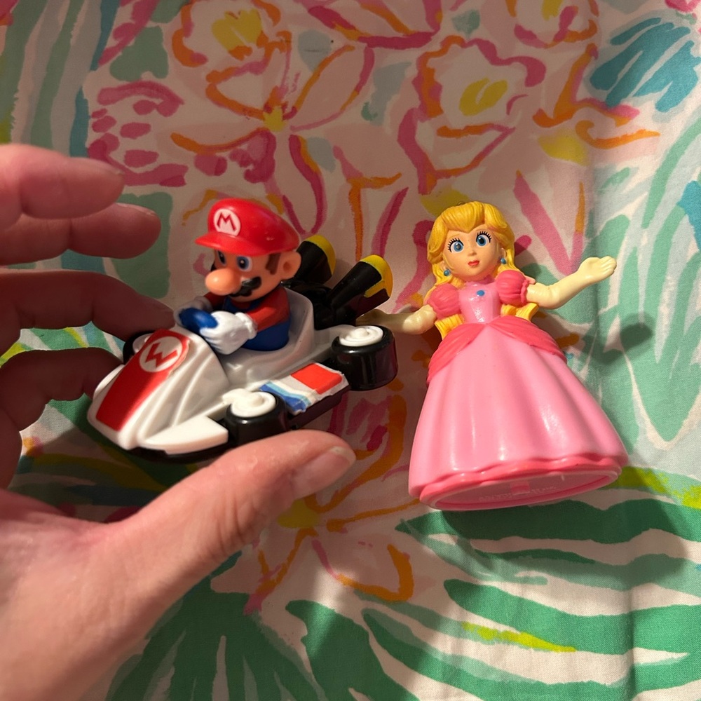 Nintendo Mario Kart and Princess Peach Figures - Red, White, Pink